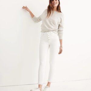 Madewell 10" High-Rise Skinny Crop Jeans in Pure White: Button-Front Edition NWT
